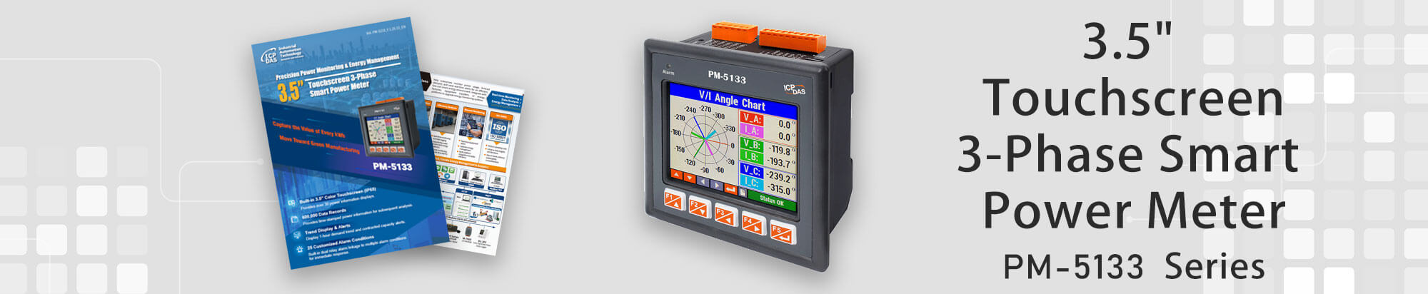 3.5" Touchscreen 3-Phase Smart Power Meter PM-5133 Series