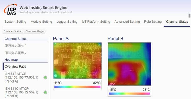 iSN-81x-MTCP series IR temperature sensing modules via the Modbus TCP interface